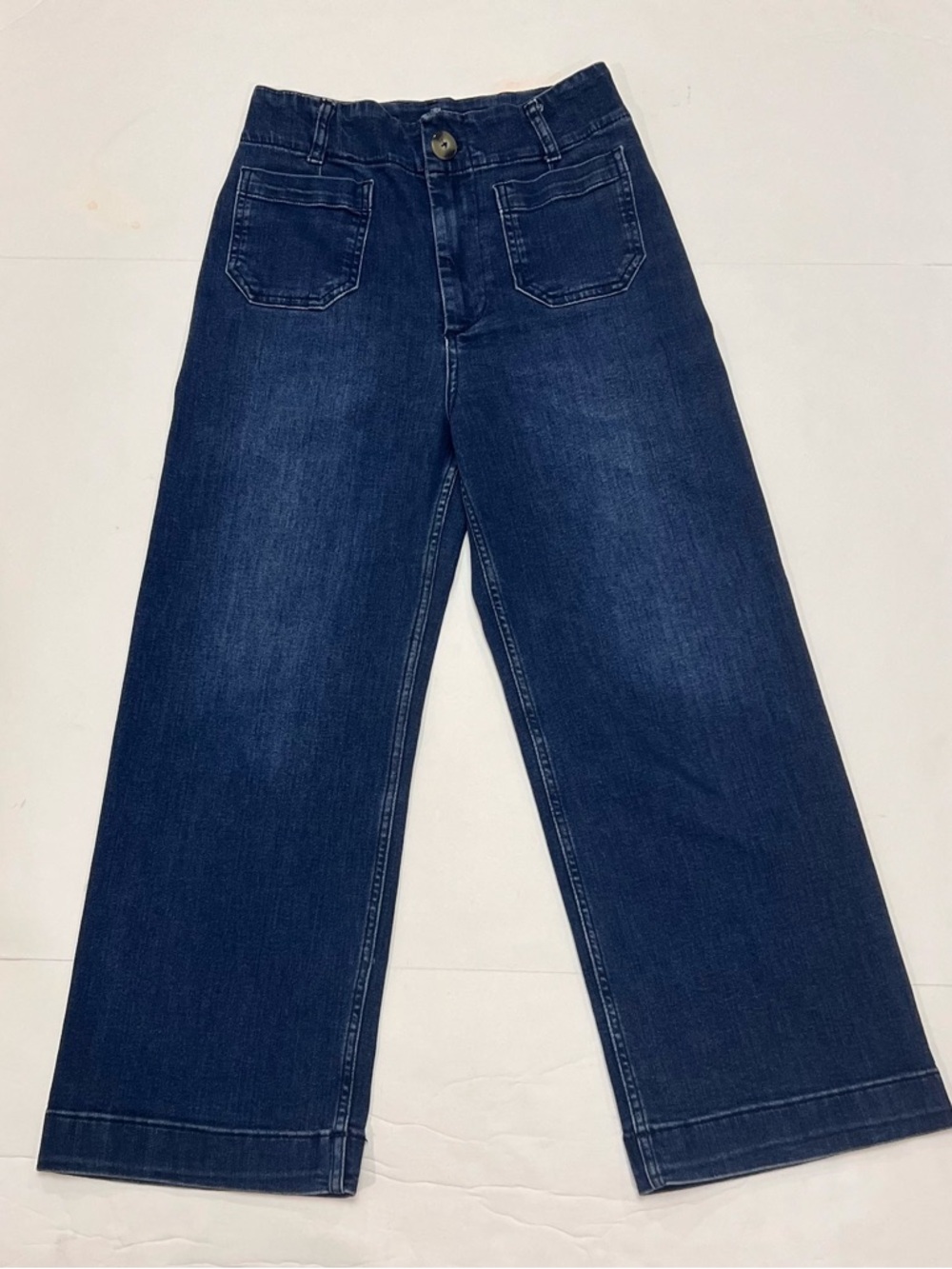 Anthropologie Pilcro Wide Leg Cropped Jeans Women US 28 Blue High Rise Stretch